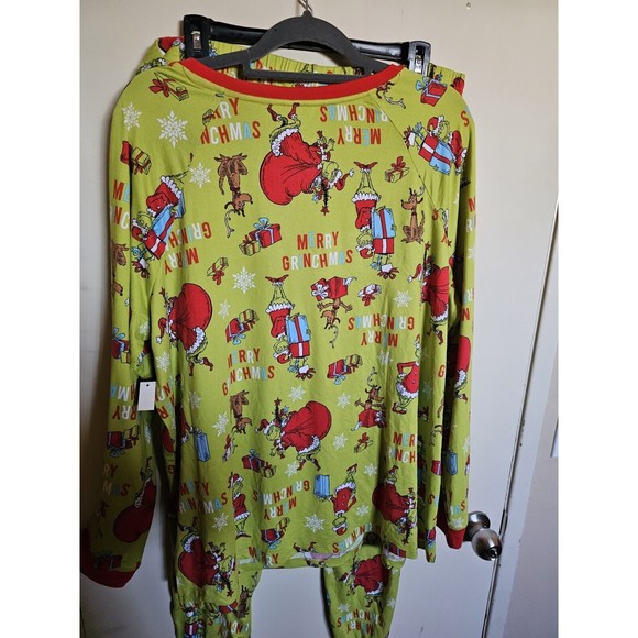 Dr. Seuss The Grinch Womens Plus 2X Soft Christmas 2 Piece Pajama Set Green Red - Picture 9 of 10
